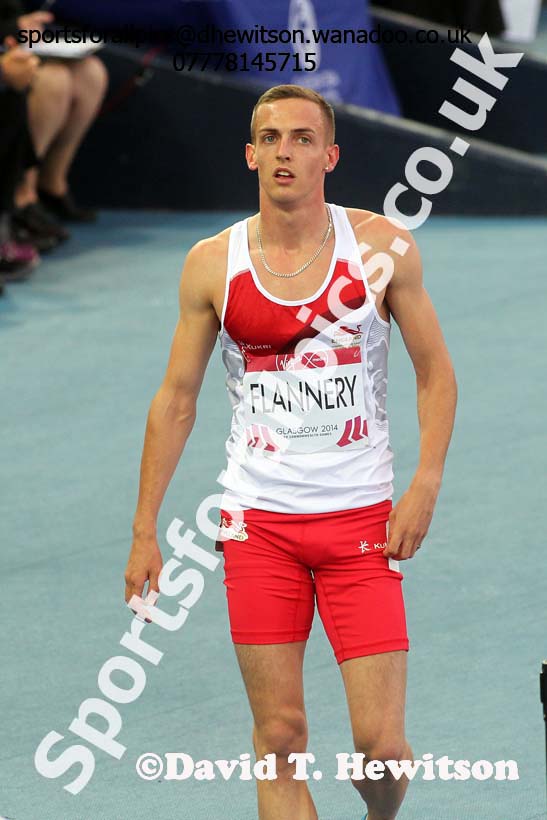 Niall Flannery (England) after the 400 metres hurdles at the Commonwealth Games, Glasgow. Photo: David T. Hewitson/Sports for All Pics